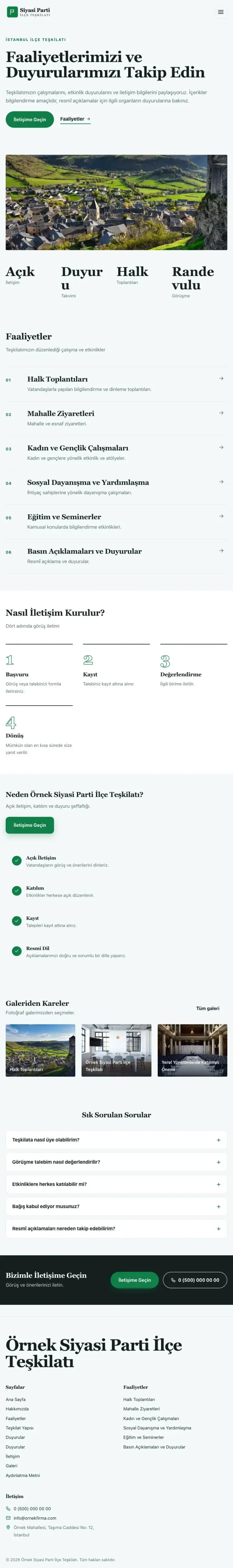 Editoryal Petrol Yeşil – Parti ve Aday Web Sitesi tablet görünümü