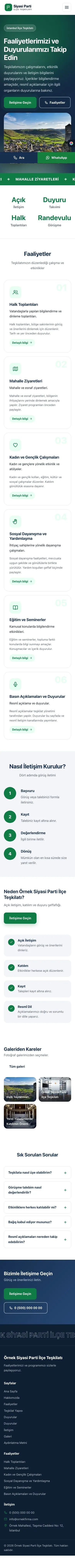 Hareketli Mavi Yeşil – Parti ve Aday Web Sitesi mobil görünümü