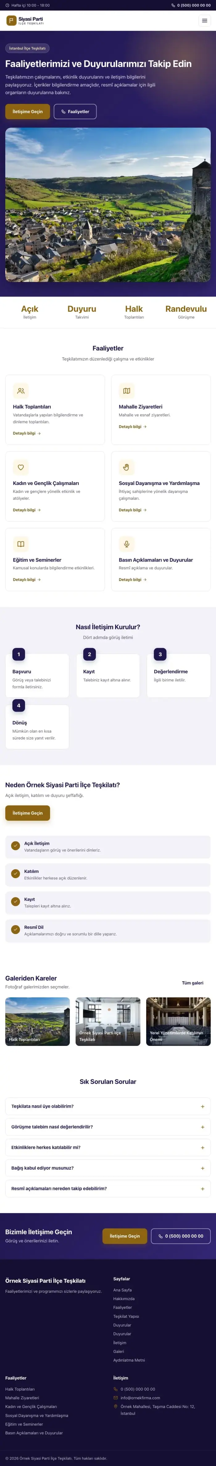 Klasik Lacivert Amber – Parti ve Aday Web Sitesi tablet görünümü