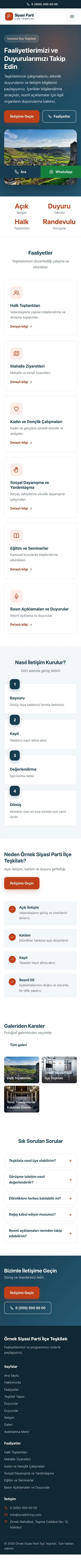 Klasik Mavi Turuncu – Parti ve Aday Web Sitesi mobil görünümü