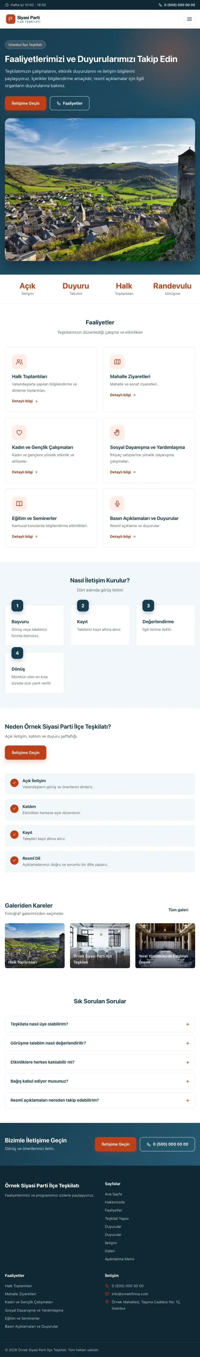 Klasik Mavi Turuncu – Parti ve Aday Web Sitesi tablet görünümü