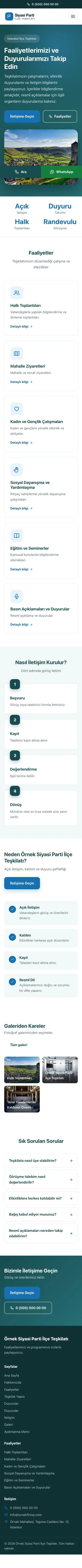 Klasik Petrol Mavi – Parti ve Aday Web Sitesi mobil görünümü