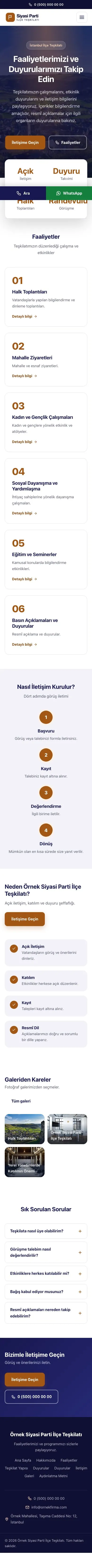 Merkez Lacivert Turuncu – Parti ve Aday Web Sitesi mobil görünümü
