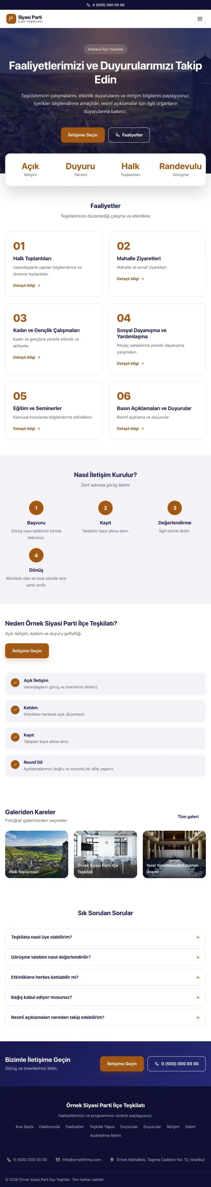 Merkez Lacivert Turuncu – Parti ve Aday Web Sitesi tablet görünümü