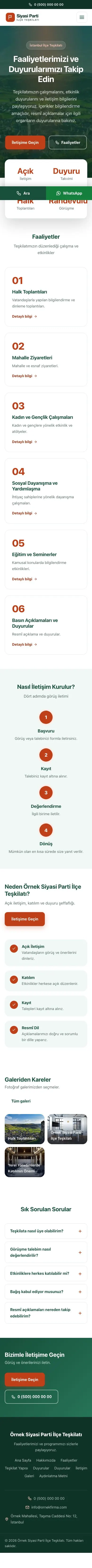 Merkez Yeşil Turuncu – Parti ve Aday Web Sitesi mobil görünümü