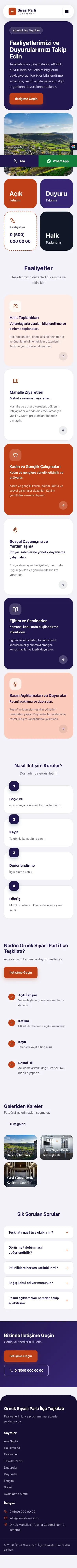 Mozaik Lacivert Turuncu – Parti ve Aday Web Sitesi mobil görünümü