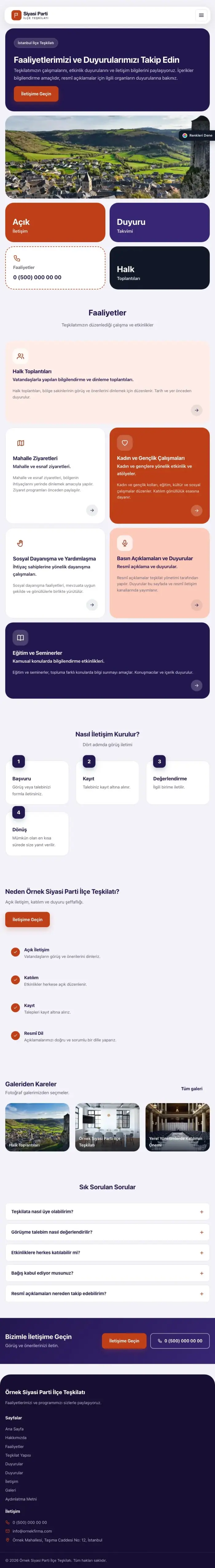Mozaik Lacivert Turuncu – Parti ve Aday Web Sitesi tablet görünümü