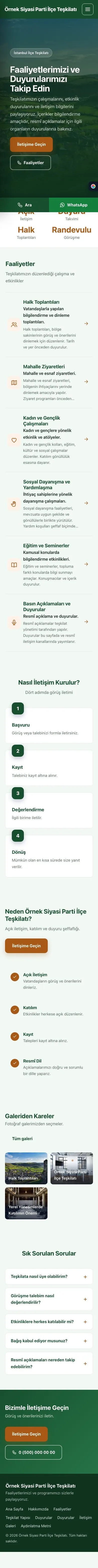 Sol Menü Yeşil Turuncu – Parti ve Aday Web Sitesi mobil görünümü