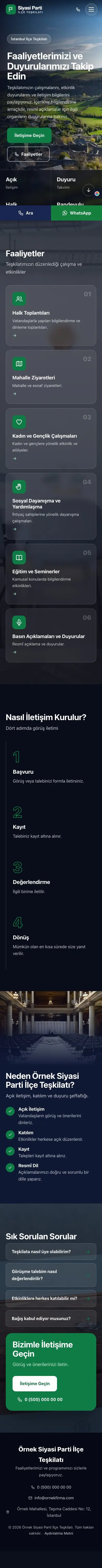 Tam Ekran Lacivert Yeşil – Parti ve Aday Web Sitesi mobil görünümü