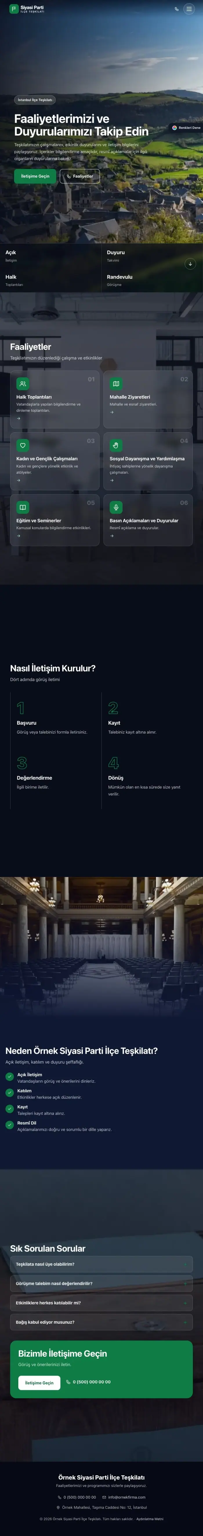 Tam Ekran Lacivert Yeşil – Parti ve Aday Web Sitesi tablet görünümü