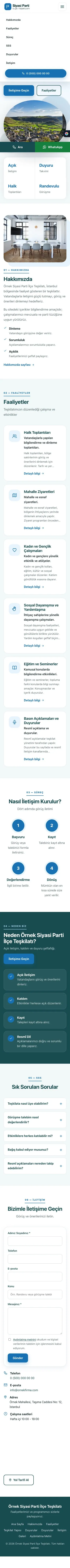 Tek Sayfa Petrol Mavi – Parti ve Aday Web Sitesi mobil görünümü