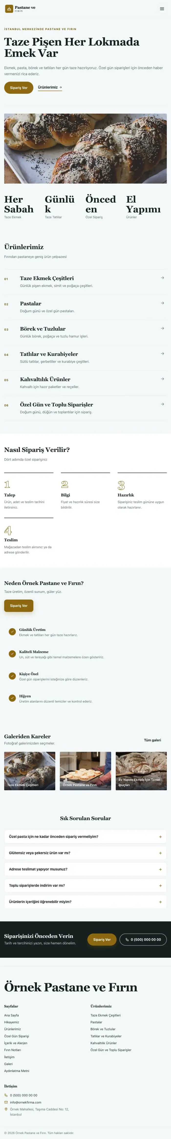 Editoryal Petrol Amber – Pastane ve Fırın Web Sitesi tablet görünümü