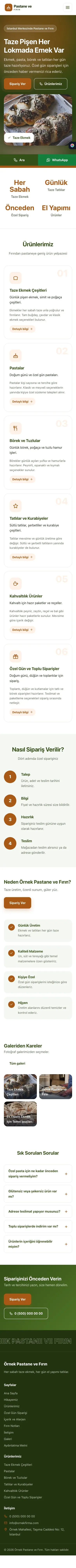 Hareketli Yeşil Turuncu – Pastane ve Fırın Web Sitesi mobil görünümü