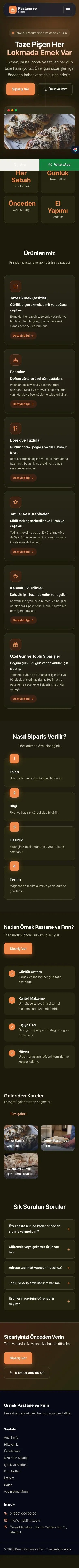 Koyu Modern Zeytin Turuncu – Pastane ve Fırın Web Sitesi mobil görünümü