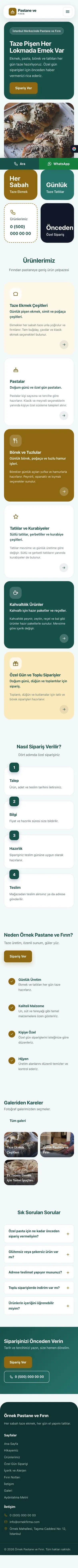 Mozaik Petrol Amber – Pastane ve Fırın Web Sitesi mobil görünümü