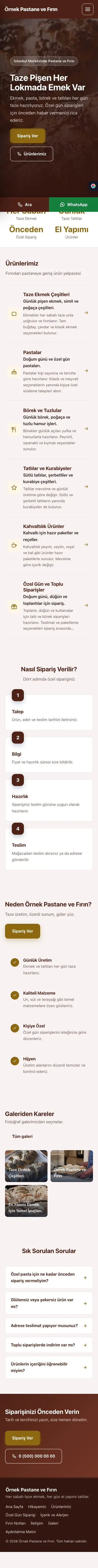 Sol Menü Bordo Amber – Pastane ve Fırın Web Sitesi mobil görünümü