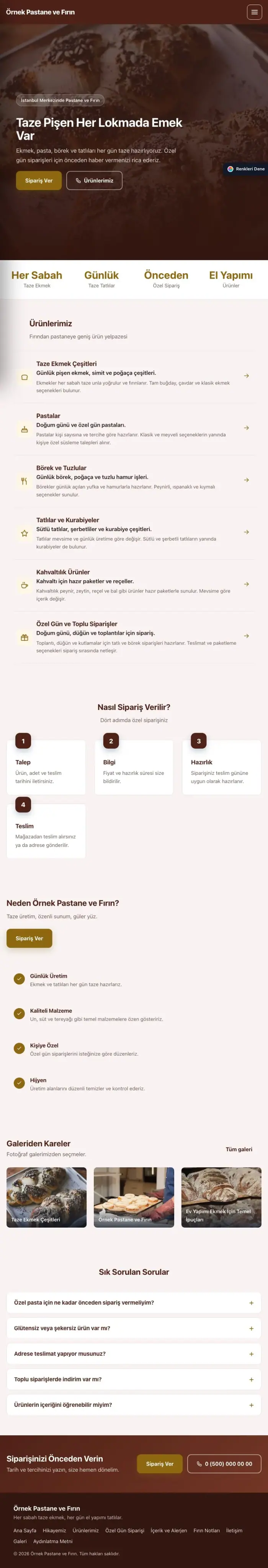 Sol Menü Bordo Amber – Pastane ve Fırın Web Sitesi tablet görünümü