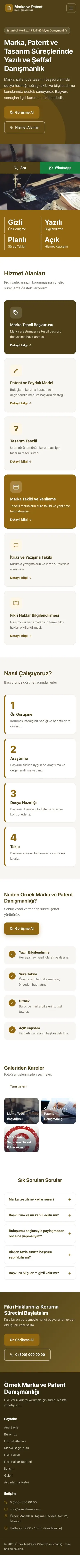 Blok Kahve Amber – Patent ve Marka Danışmanlığı Web Sitesi mobil görünümü