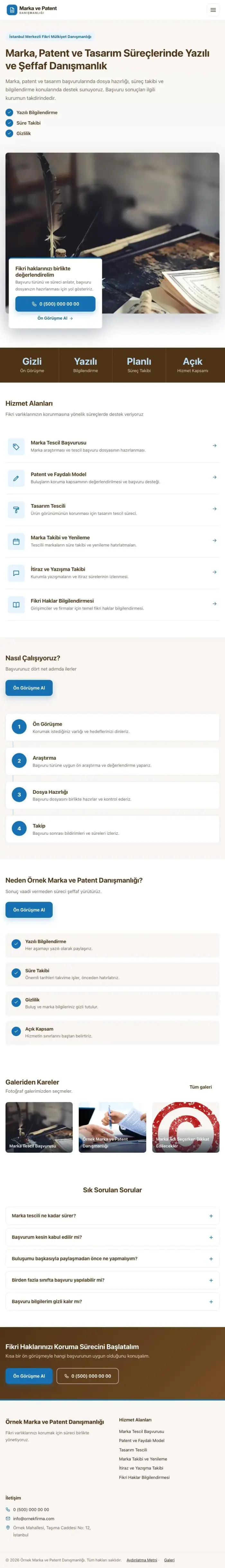 Bölünmüş Kahve Mavi – Patent ve Marka Danışmanlığı Web Sitesi tablet görünümü