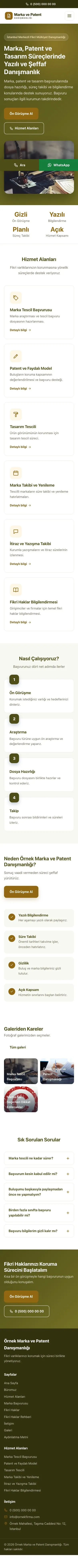 Klasik Zeytin Amber – Patent ve Marka Danışmanlığı Web Sitesi mobil görünümü