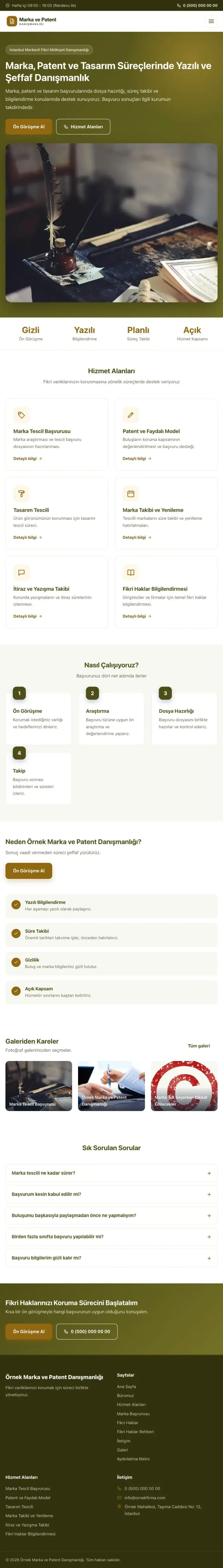 Klasik Zeytin Amber – Patent ve Marka Danışmanlığı Web Sitesi tablet görünümü