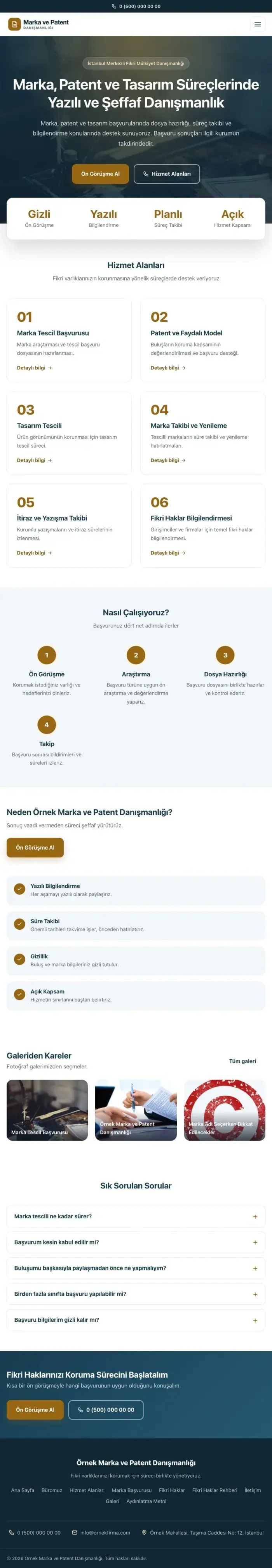 Merkez Mavi Turuncu – Patent ve Marka Danışmanlığı Web Sitesi tablet görünümü