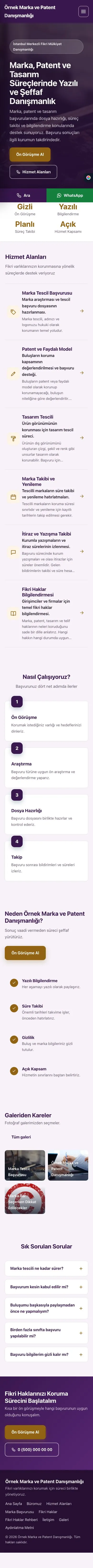 Sol Menü Mor Turuncu – Patent ve Marka Danışmanlığı Web Sitesi mobil görünümü