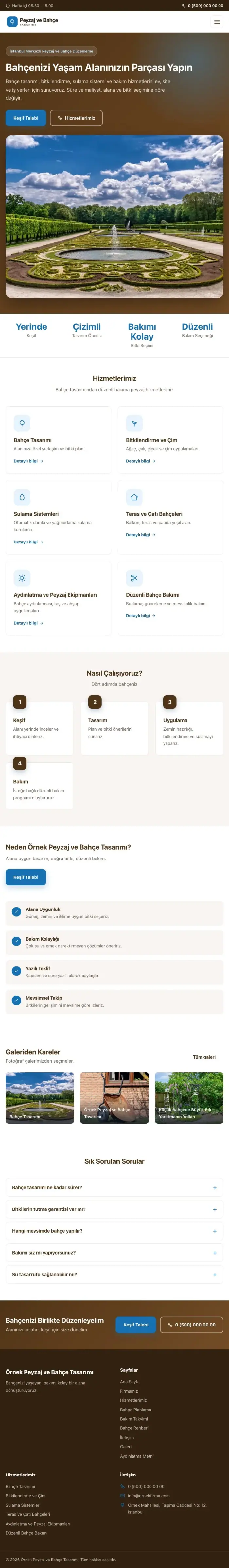 Klasik Kahve Mavi – Peyzaj Web Sitesi tablet görünümü