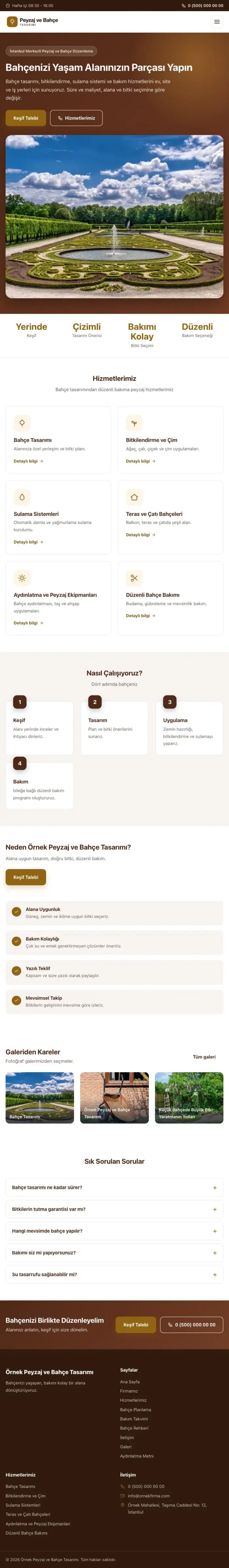 Klasik Kahve Turuncu – Peyzaj Web Sitesi tablet görünümü