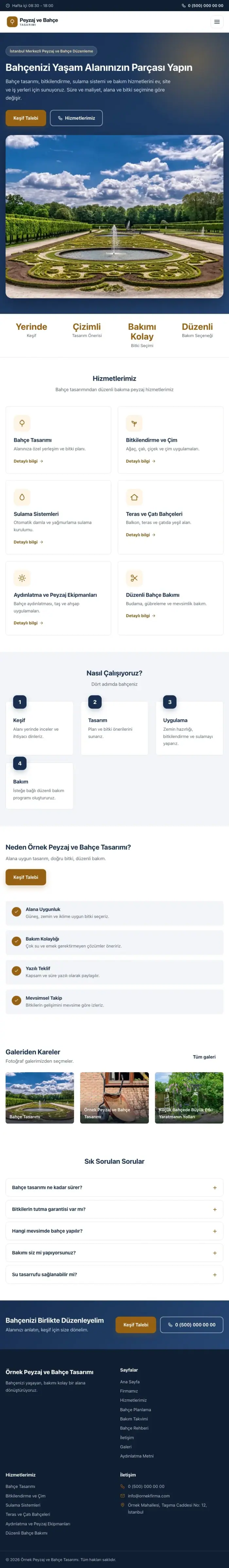 Klasik Mavi Turuncu – Peyzaj Web Sitesi tablet görünümü
