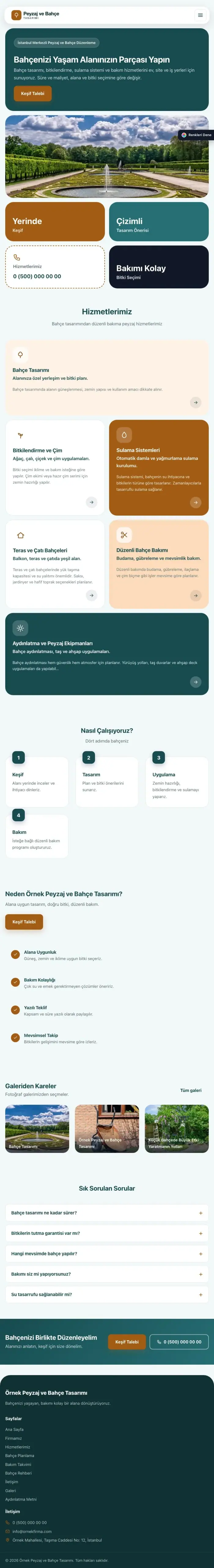 Mozaik Petrol Turuncu – Peyzaj Web Sitesi tablet görünümü