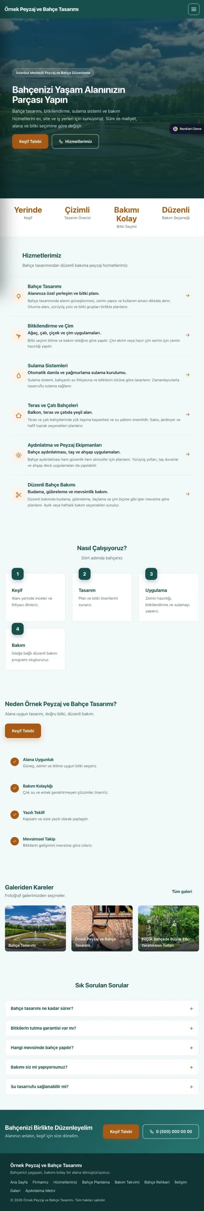 Sol Menü Petrol Turuncu – Peyzaj Web Sitesi tablet görünümü