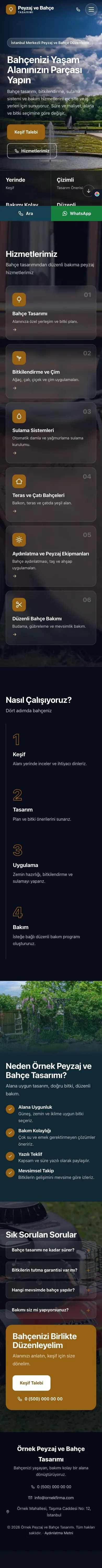 Tam Ekran Mavi Turuncu – Peyzaj Web Sitesi mobil görünümü
