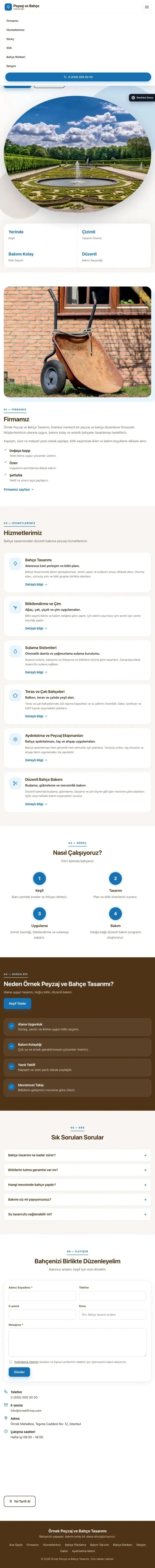 Tek Sayfa Kahve Mavi – Peyzaj Web Sitesi tablet görünümü