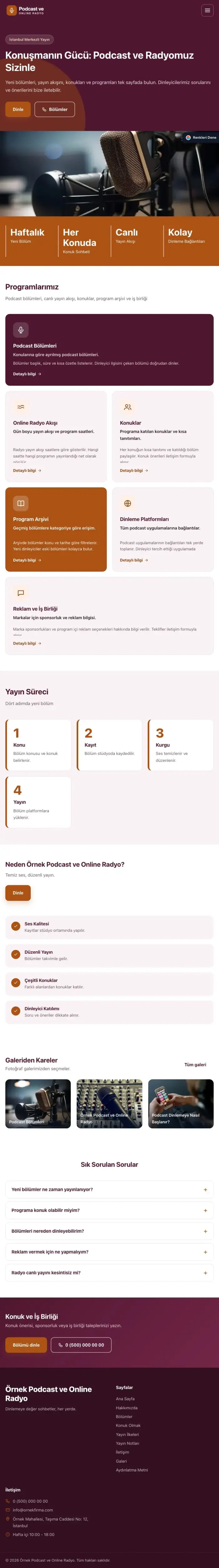 Blok Erik Turuncu – Podcast ve Radyo Web Sitesi tablet görünümü