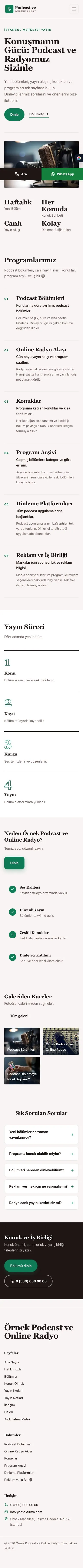Dergi Editoryal Bordo Turkuaz – Podcast ve Radyo Web Sitesi mobil görünümü