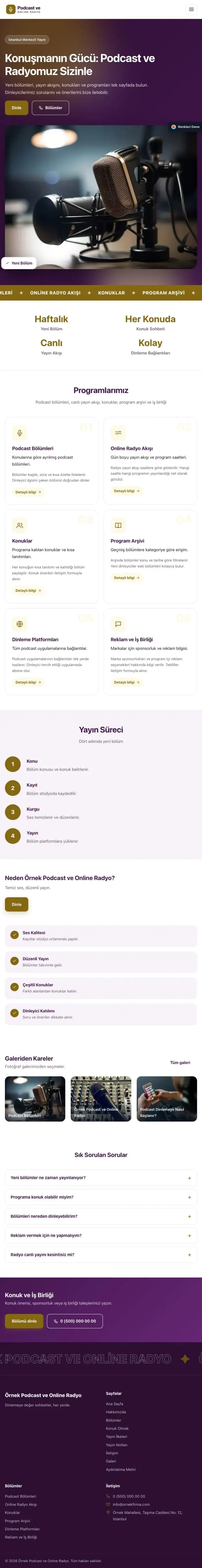 Hareketli Mor Amber – Podcast ve Radyo Web Sitesi tablet görünümü