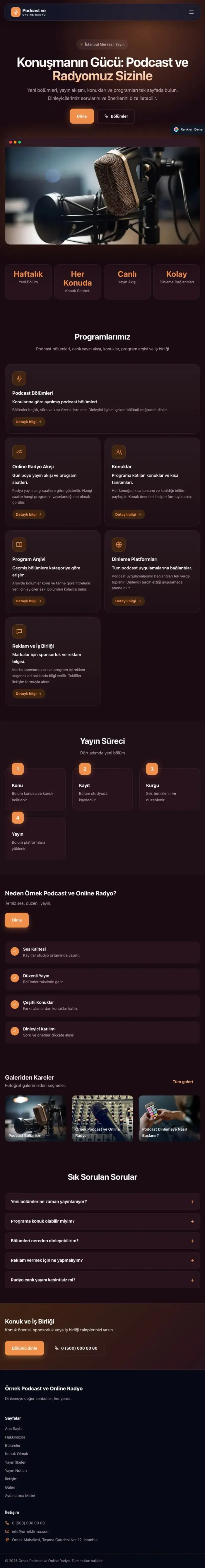 Koyu Modern Erik Turuncu – Podcast ve Radyo Web Sitesi tablet görünümü