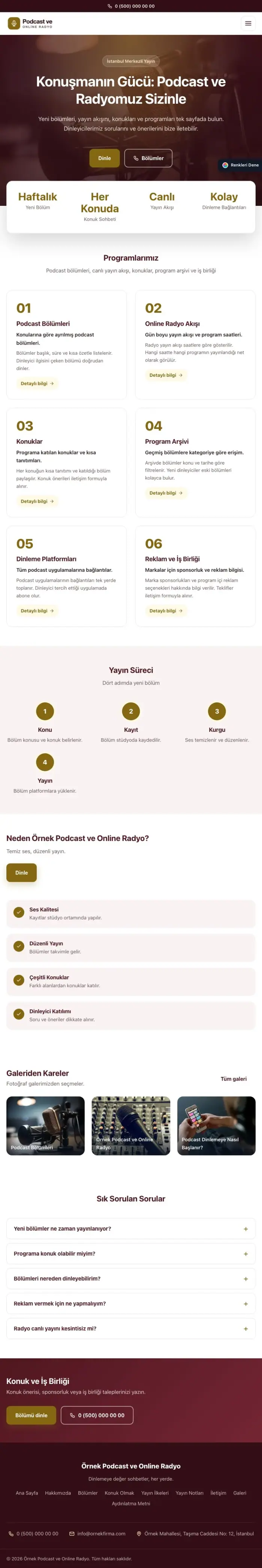 Merkez Bordo Amber – Podcast ve Radyo Web Sitesi tablet görünümü