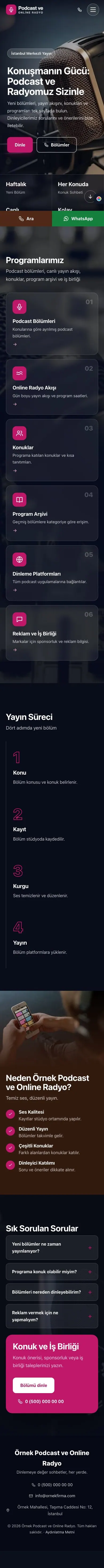 Tam Ekran Kahve Pembe – Podcast ve Radyo Web Sitesi mobil görünümü