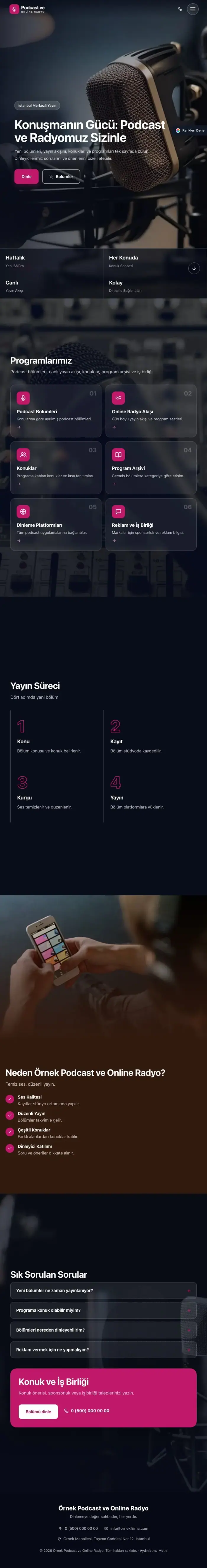 Tam Ekran Kahve Pembe – Podcast ve Radyo Web Sitesi tablet görünümü