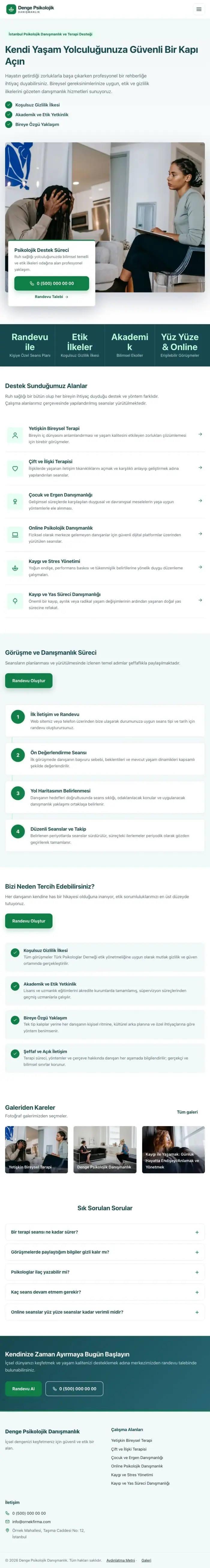 Bölünmüş Petrol Yeşil – Psikolog Web Sitesi tablet görünümü
