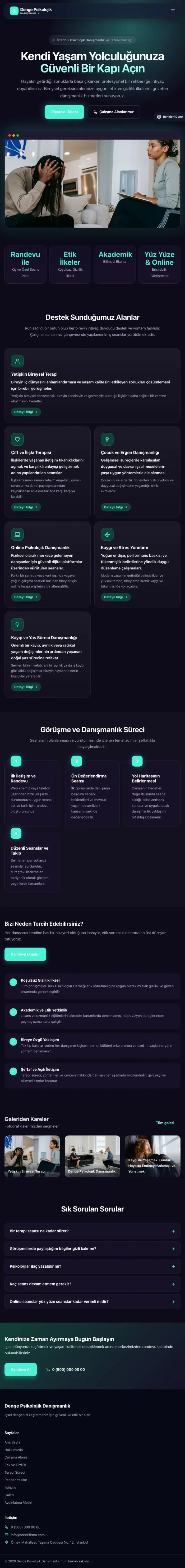 Koyu Modern Lacivert Turkuaz – Psikolog Web Sitesi tablet görünümü