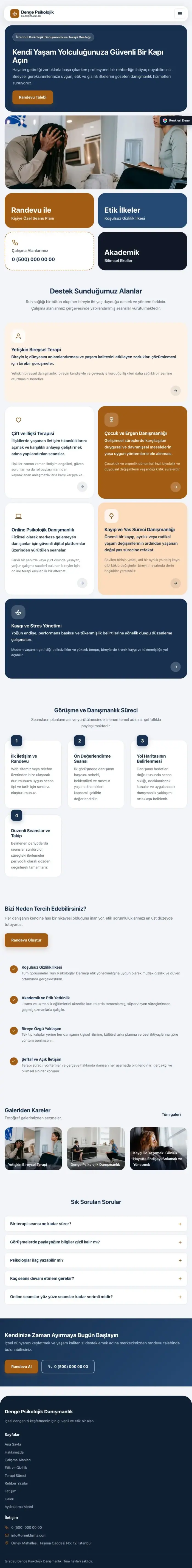 Mozaik Mavi Turuncu – Psikolog Web Sitesi tablet görünümü