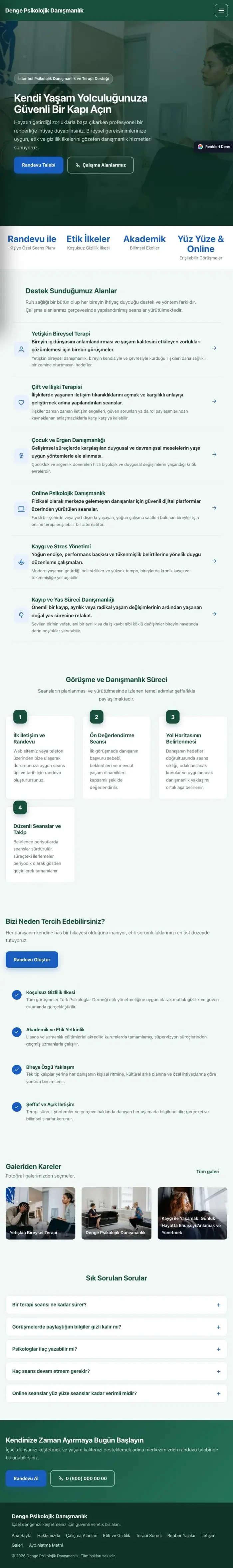 Sol Menü Petrol Mavi – Psikolog Web Sitesi tablet görünümü