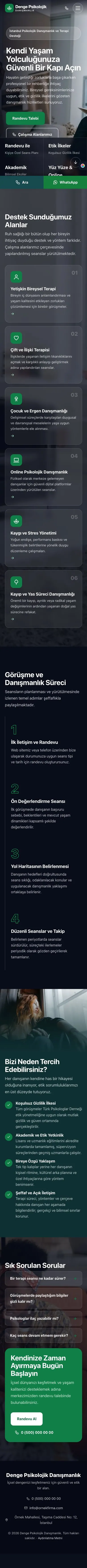 Tam Ekran Petrol Yeşil – Psikolog Web Sitesi mobil görünümü