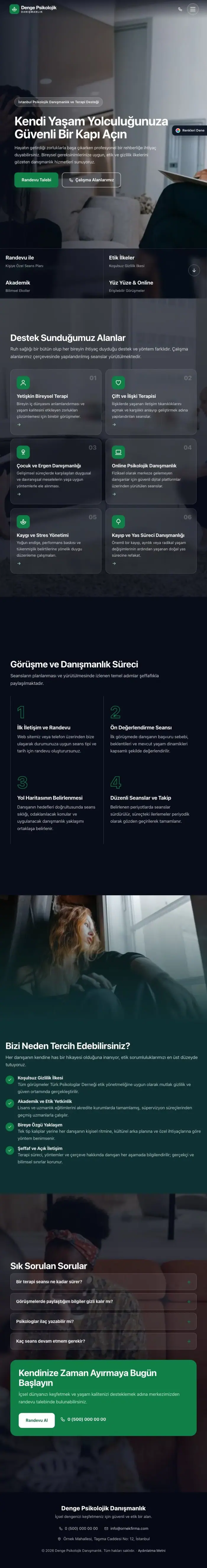 Tam Ekran Petrol Yeşil – Psikolog Web Sitesi tablet görünümü