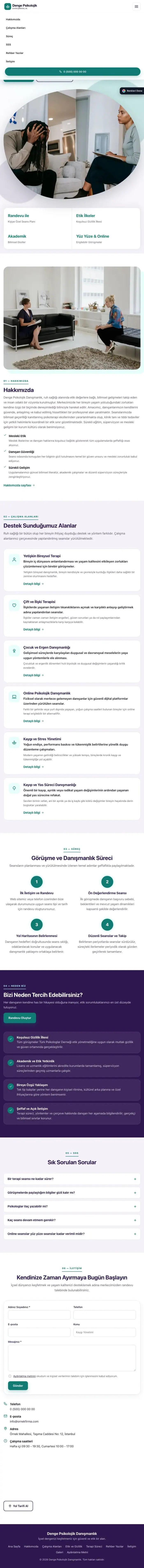 Tek Sayfa Mor Turkuaz – Psikolog Web Sitesi tablet görünümü