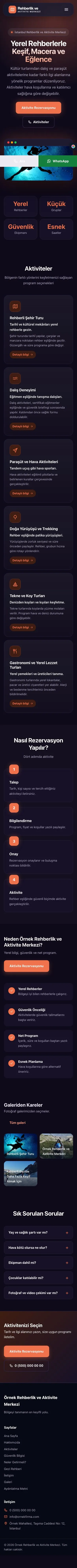 Koyu Modern Lacivert Turuncu – Rehber ve Aktivite Web Sitesi mobil görünümü