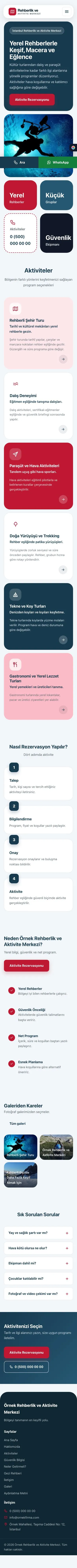 Mozaik Mavi Kırmızı – Rehber ve Aktivite Web Sitesi mobil görünümü